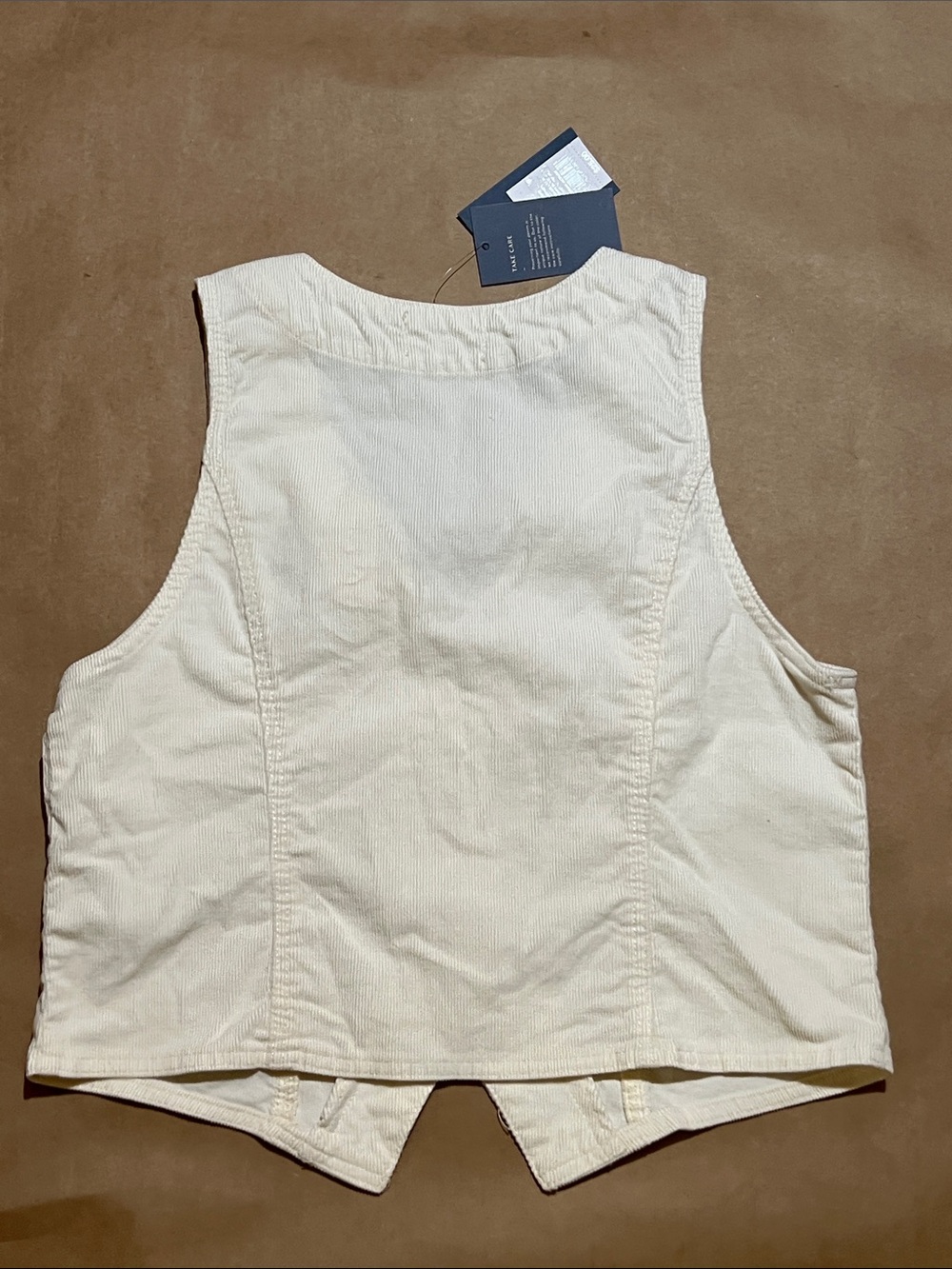 Corduroy Button-Front Vest in Cream - Picture 4 of 5